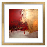 Abstract wall art featuring vibrant gold strokes on a textured surface, framed with a white mat, perfect for modern interior decor.