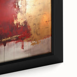 Framed abstract strokes wall art close-up showcasing vibrant colors of blue, orange, and gold, perfect for modern home decor. Ideal for enhancing living spaces.