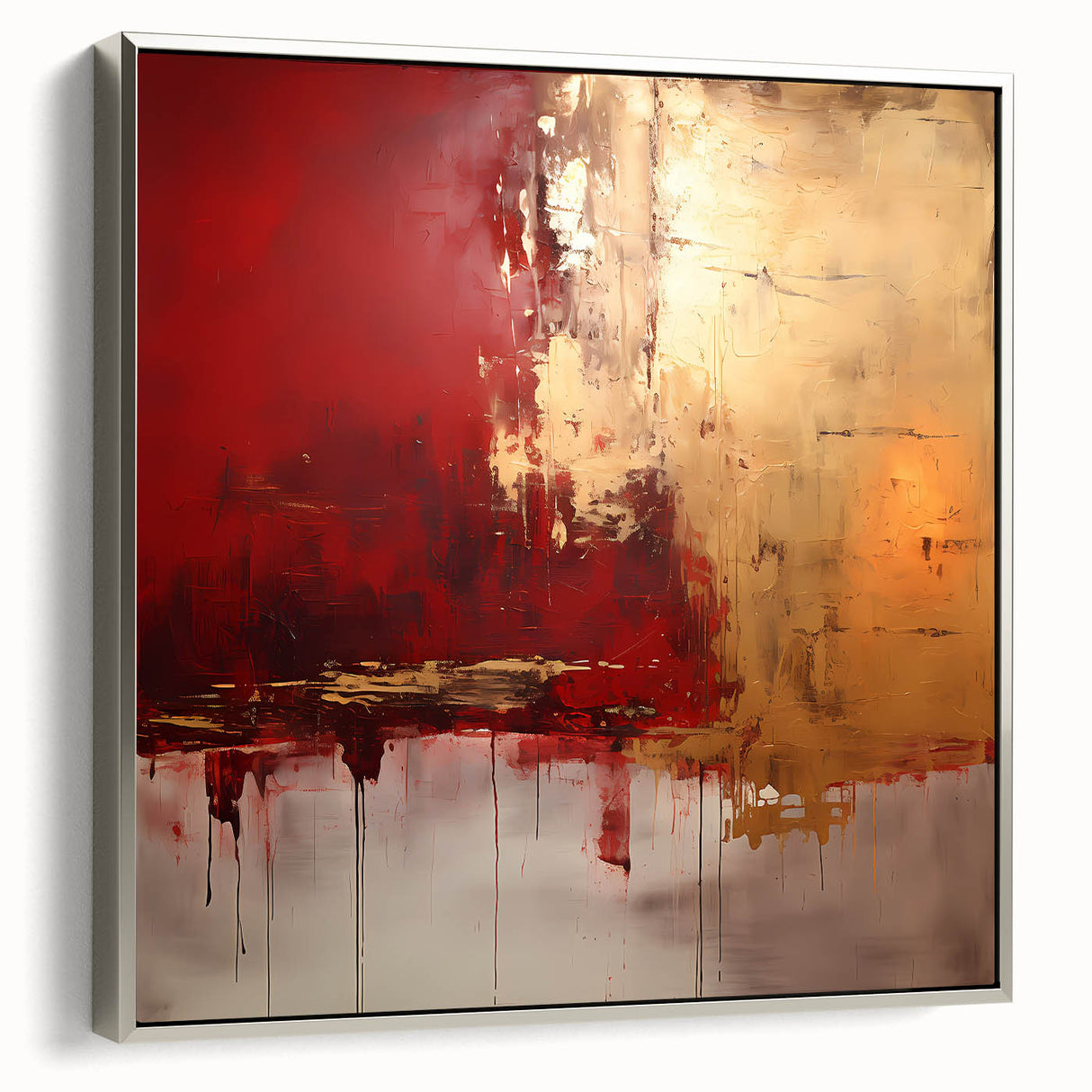 Framed wall art featuring abstract strokes in silver and gray tones, set against a sleek canvas backdrop, perfect for modern home decor. Ideal for adding sophistication to any living space.