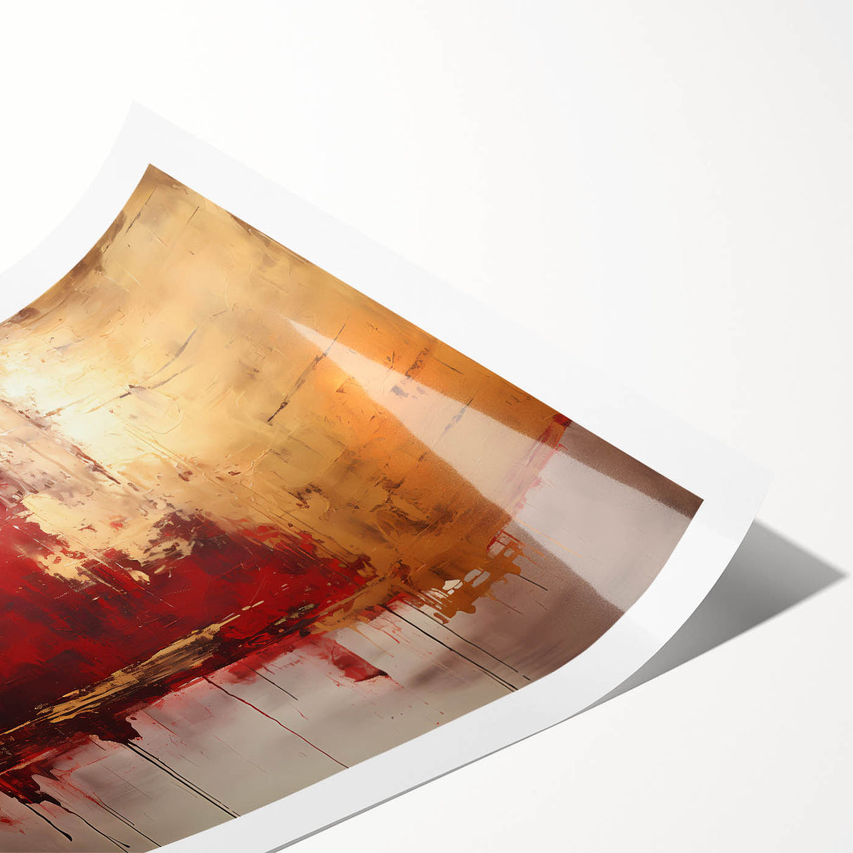 Abstract strokes wall art print showcasing vibrant blue, orange, and yellow colors on a textured surface, rolled for easy shipping and display. Perfect for modern home decor.