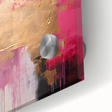 Abstract wall art featuring bold strokes in vibrant colors, showcasing a close-up view of acrylic glass with a glossy finish, ideal for modern decor.