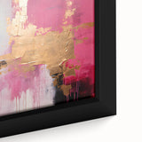 Close-up of a framed abstract wall art piece showcasing vibrant strokes in blue, orange, and green hues, perfect for modern home decor.