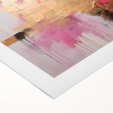 Abstract wall art canvas showcasing vibrant strokes in shades of blue, pink, and gold, perfect for modern home decor. Ideal for adding a pop of color to any living space.