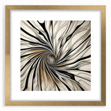 Abstract strokes wall art framed with a gold mat, showcasing a modern design in vibrant colors, perfect for enhancing contemporary home decor aesthetics.