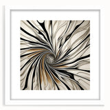 Abstract strokes wall art framed in white with a mat, showcasing vibrant colors and dynamic patterns, perfect for modern home decor. Ideal for enhancing living spaces.