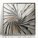 Framed abstract wall art featuring silver strokes and acrylic finish, ideal for modern decor, showcasing a sleek design that enhances any living space.