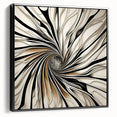 Framed abstract wall art featuring dynamic black strokes on a textured canvas, showcasing a modern design ideal for contemporary home decor. Side view highlights the sleek frame and artistic depth, adding an elegant touch to any room.