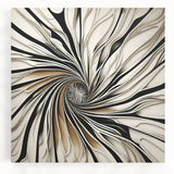 Abstract strokes wall art on a stretched canvas showcasing vibrant colors of blue, orange, and yellow, perfect for modern home decor or office spaces.