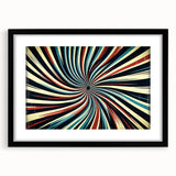 Abstract wall art featuring colorful strokes in a black frame with a white mat, ideal for modern decor. Perfect for enhancing living room aesthetics.
