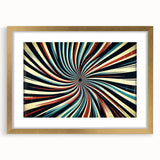 Abstract strokes wall art framed with a gold mat, showcasing vibrant colors and dynamic brush strokes, perfect for modern home decor and artistic expression.