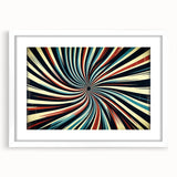 Abstract strokes wall art framed in white with a mat, showcasing vibrant colors and modern design elements, perfect for contemporary home decor. This artwork adds a stylish touch to any room, enhancing the aesthetic appeal of your space.
