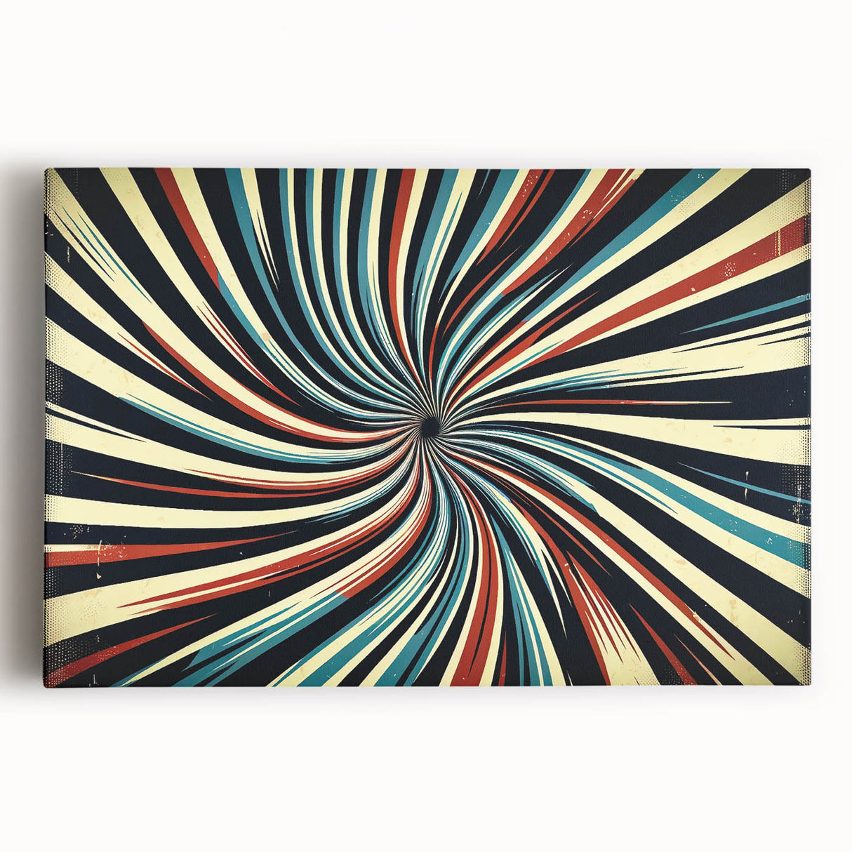 Abstract wall art featuring vibrant, multicolored strokes on a stretched canvas, showcasing a modern design ideal for contemporary home decor, bringing energy and creativity to any space.