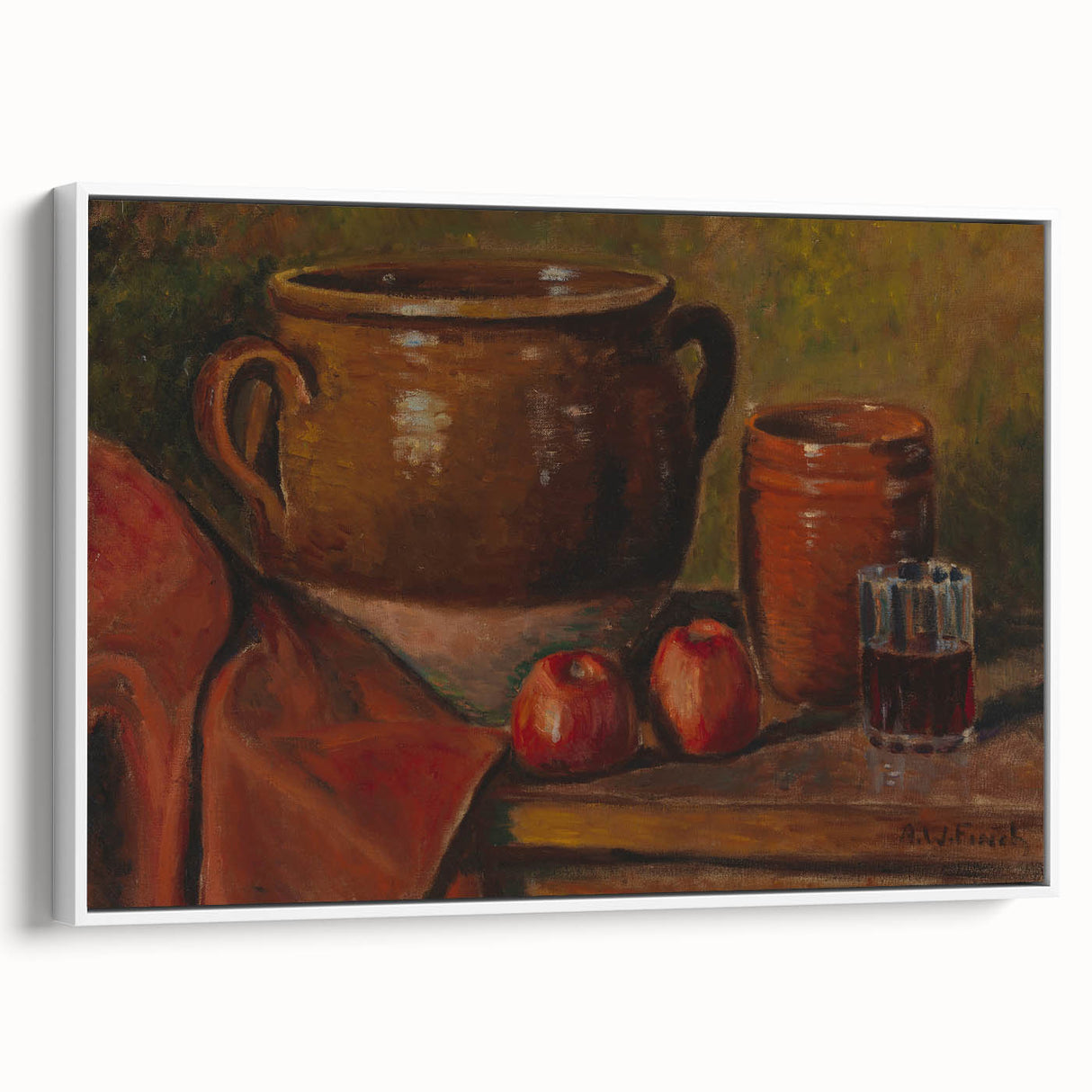 Modern Wall Art - Rustic Still Life with Apples and Pottery