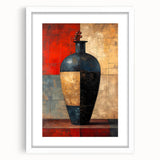 Abstract strokes wall art framed in white matting, showcasing vibrant colors and dynamic patterns, perfect for modern home decor or office aesthetic.