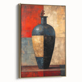 Framed abstract wall art featuring gold and black strokes on canvas, showcasing a modern aesthetic ideal for contemporary home decor. The artwork is elegantly displayed in a sleek frame, adding a touch of sophistication to any interior space.