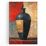 Abstract wall art featuring vibrant strokes in blue, yellow, and red on a stretched canvas, showcasing a modern design perfect for contemporary home decor. This eye-catching piece adds a splash of color and creativity to any living space.