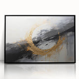 Framed acrylic wall art displaying abstract strokes in black and white, set against a minimalist background, perfect for modern home decor.