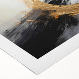 Abstract wall art featuring vibrant strokes in shades of blue, orange, and yellow, printed on rolled canvas for easy framing. Perfect for modern decor.