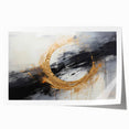 Abstract wall art print showcasing vibrant strokes in shades of blue, orange, and yellow, rolled for easy transport and display, perfect for modern decor.