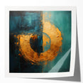 Abstract wall art print showcasing vibrant strokes in shades of blue, orange, and yellow, designed for modern decor. Ideal for enhancing living spaces with a contemporary touch.