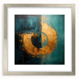 Abstract strokes wall art framed in silver, showcasing vibrant colors and dynamic patterns, designed to enhance modern interior decor. Features a mat for added elegance.