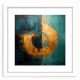 Abstract wall art featuring colorful strokes in a white frame with a mat, showcasing a modern design perfect for home decor in contemporary settings.