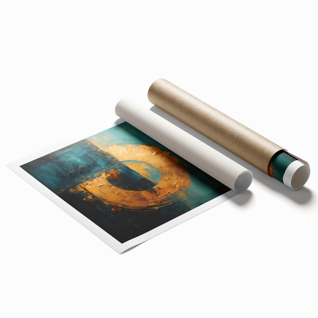 Abstract strokes wall art print showcasing vibrant colors and unique patterns, rolled and ready for framing, perfect for modern home decor.
