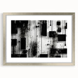 Abstract wall art featuring vibrant strokes in shades of blue, orange, and gold, framed in sleek silver with a white mat, perfect for modern decor.