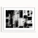 Abstract strokes wall art framed with a white mat, showcasing vibrant colors and dynamic patterns, perfect for modern home decor or artistic spaces.