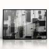 Framed abstract strokes wall art featuring dynamic black and white patterns, adding a modern touch to any space. Ideal for contemporary home decor.