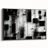 Framed wall art showcasing abstract strokes in black and white, highlighting bold, modern design elements. Perfect for contemporary home decor.