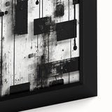 Framed abstract canvas wall art featuring vibrant strokes of blue, orange, and yellow, showcasing a modern artistic design perfect for contemporary decor.