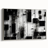 Framed abstract wall art featuring dynamic strokes in silver and gray tones, elegantly displayed with a side view showcasing its modern design and sleek finish. Perfect for contemporary home decor.