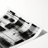 Abstract strokes wall art print showcasing vibrant blue, orange, and yellow hues on textured canvas, rolled for easy display and shipping in a protective tube.