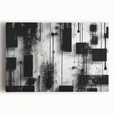 Abstract wall art featuring vibrant strokes in shades of blue, orange, and yellow on a stretched canvas, perfect for modern home decor and adding a pop of color.