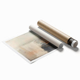 Abstract wall art print showcasing vibrant strokes in shades of blue, orange, and yellow, perfect for modern home decor. The rolled print is designed for easy framing and display, adding a contemporary touch to any living space.