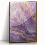 Framed acrylic artwork depicting a stunning landscape of cliffs, featuring gold accents and a sleek front view design, perfect for enhancing modern decor.