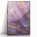 Framed acrylic wall art displaying a stunning landscape of majestic cliffs in vibrant colors, highlighted by a sleek silver frame, ideal for modern decor.