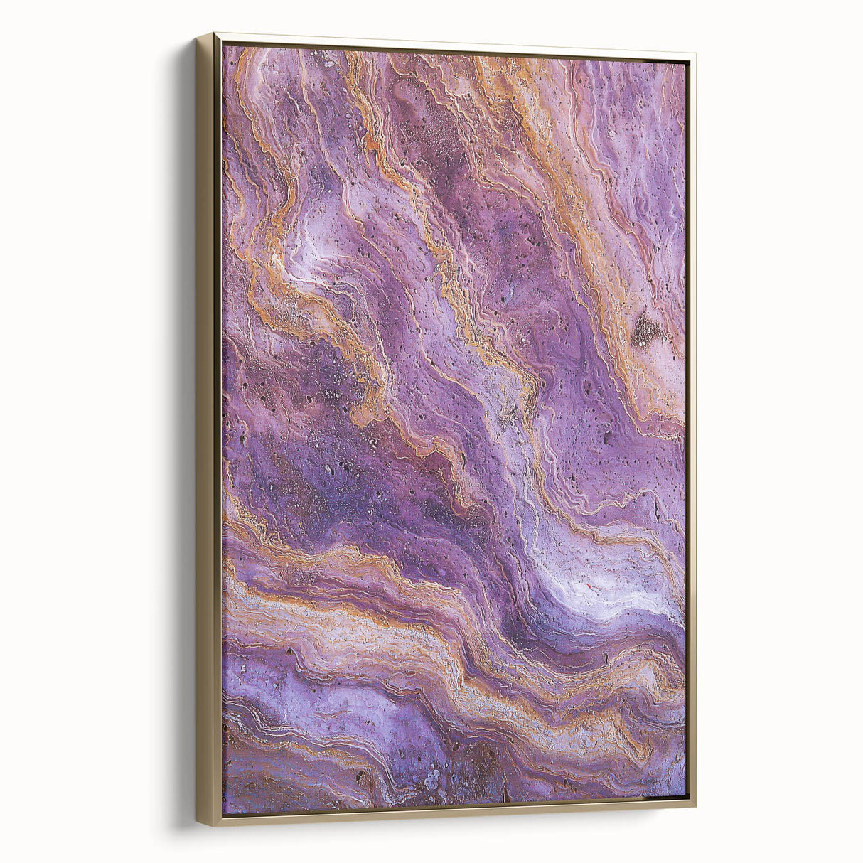 Framed canvas artwork depicting dramatic cliffs and landscapes, with a gold frame enhancing its elegance. Ideal for modern home decor or office spaces.