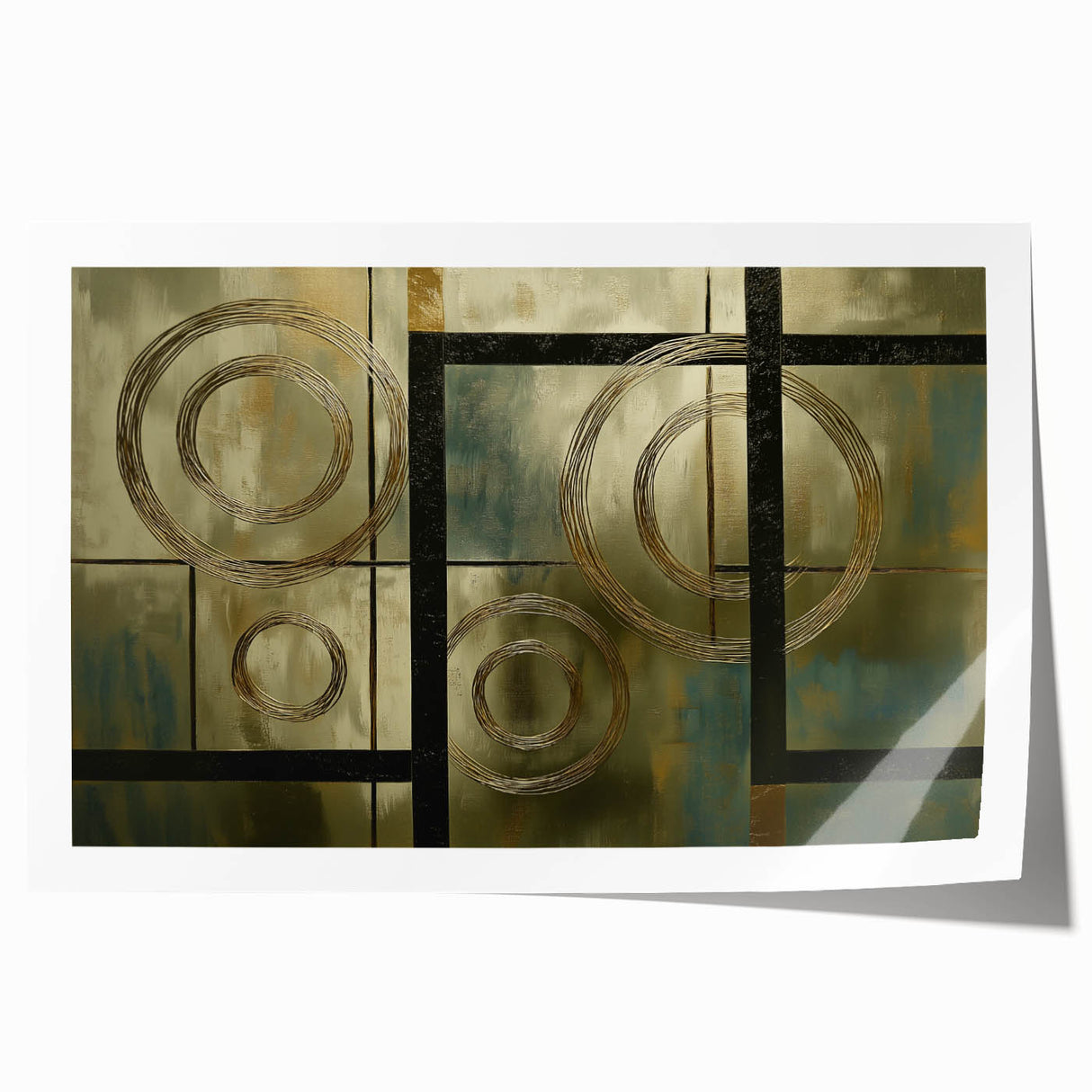 Luxury Geometric Bedroom Wall Art - Gold and Black Canvas Print