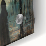 Close-up of vibrant abstract figurative wall art in acrylic glass, showcasing bold colors and intricate details, perfect for modern home decor or artistic displays.