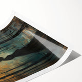 Abstract figurative wall art print showcasing vibrant colors and dynamic shapes, rolled and ready for display, perfect for modern home decor.