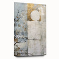 Abstract floral wall art printed on acrylic glass, showcasing vibrant colors and intricate designs, displayed from a side view with visible mounting pins for easy installation.