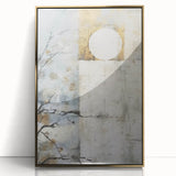 Framed wall art featuring an abstract floral design with gold accents, set against a soft background, perfect for modern home decor. This elegant piece adds a touch of sophistication to any room, enhancing the aesthetic with its vibrant colors and intricate details.
