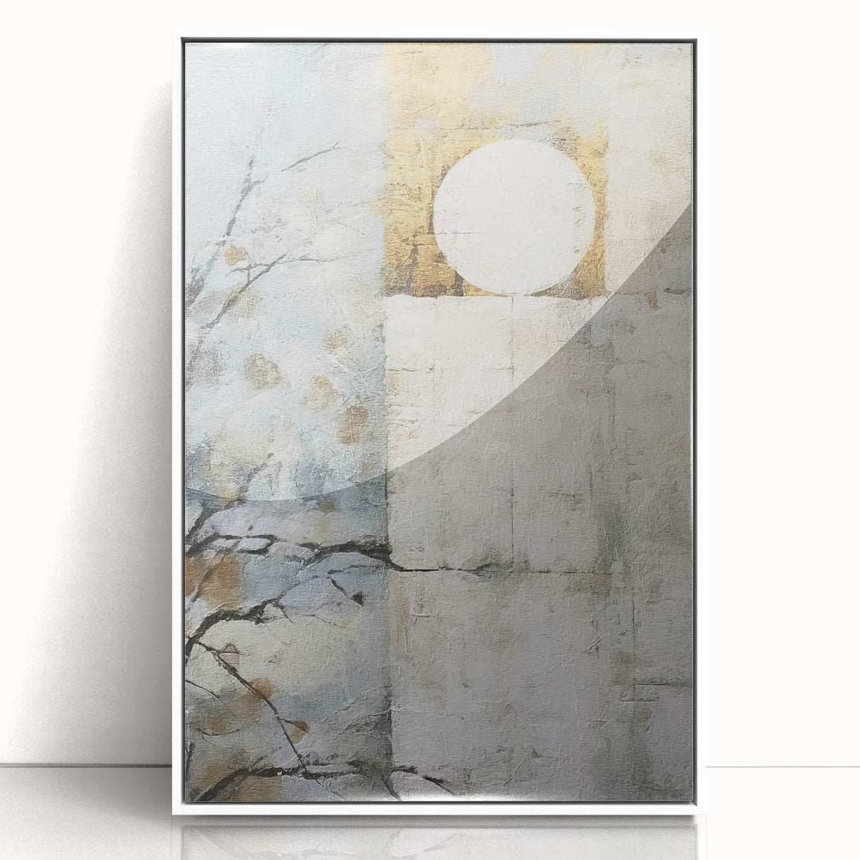 Framed abstract floral wall art featuring vibrant colors and intricate designs, displayed in a stylish white frame, perfect for modern home decor.