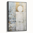 Framed black canvas wall art showcasing an abstract floral design with vibrant colors, displayed in a side view to highlight the frame's sleek profile and artistic detail.