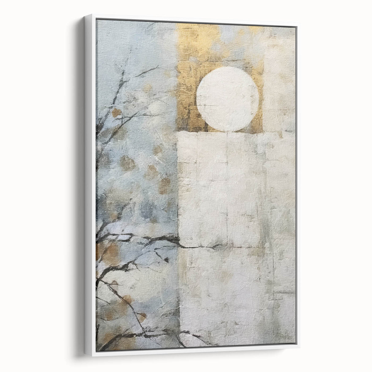 Framed canvas wall art showcasing an abstract floral design in vibrant colors, set against a white background, highlighting intricate details and textures.
