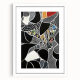 Abstract geometric frame with a white mat, showcasing a modern design suitable for contemporary decor, emphasizing clean lines and minimalistic style.