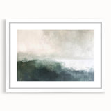 Abstract landscape wall art framed in white with a mat, showcasing vibrant colors and dynamic shapes, perfect for modern home decor. Ideal for enhancing living spaces.