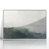 Framed abstract landscape wall art showcasing a vibrant blend of blues and greens, enhancing modern home decor with its contemporary acrylic finish.